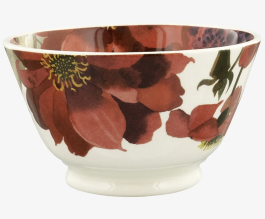 Flowers Red & Pink Dahlias Small Old Bowl