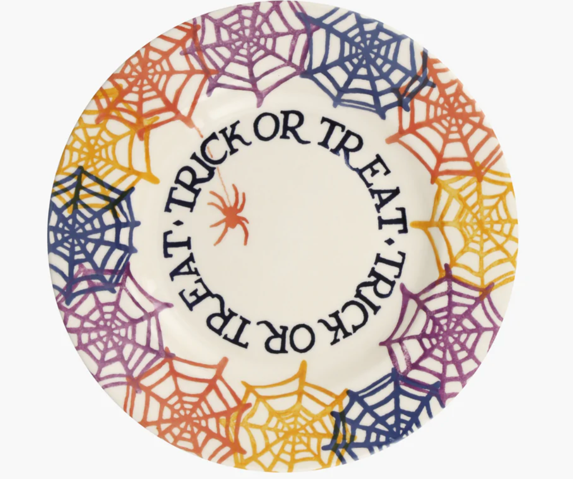 Cobwebs trick or treat - 8 1/2" plate